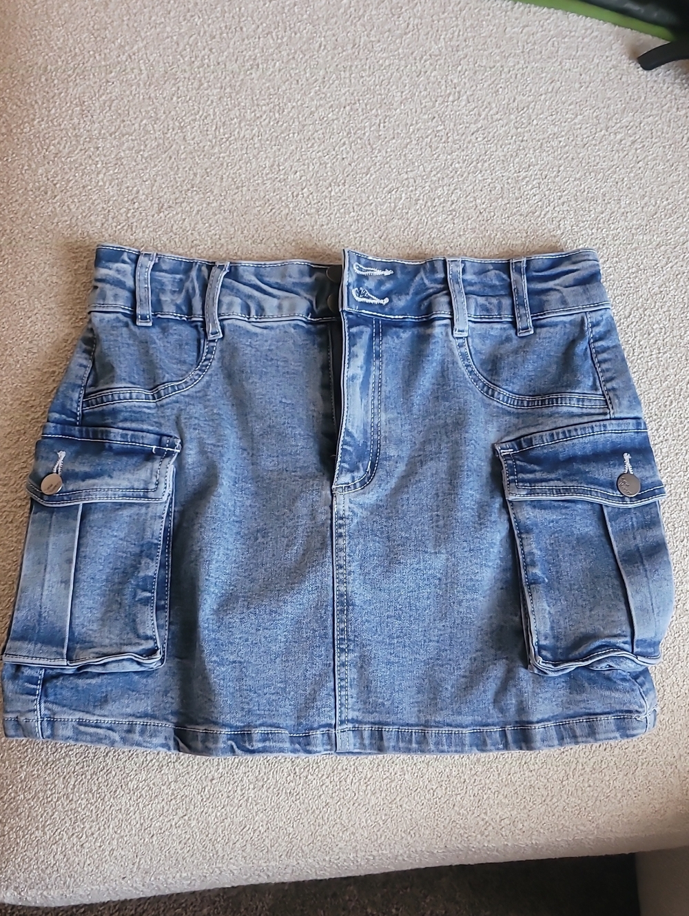 Casual Blue Denim Cargo Mini Skirt